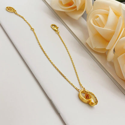 [Amore]LOVE DOUBLE RING HALF DIAMOND BRACELET