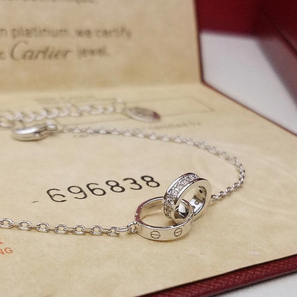 [Amore]LOVE DOUBLE RING HALF DIAMOND BRACELET