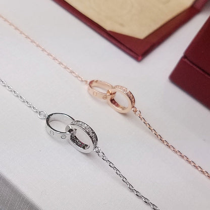 [Amore]LOVE DOUBLE RING HALF DIAMOND BRACELET