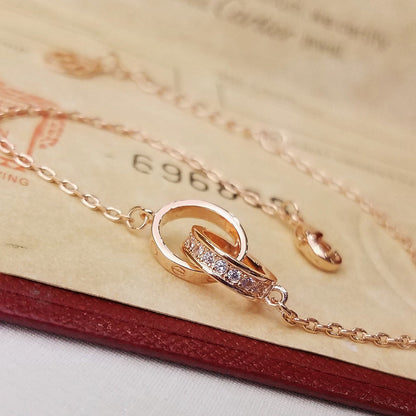 [Amore]LOVE DOUBLE RING HALF DIAMOND BRACELET