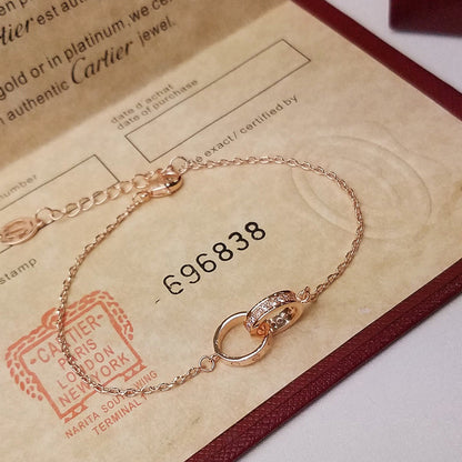 [Amore]LOVE DOUBLE RING HALF DIAMOND BRACELET