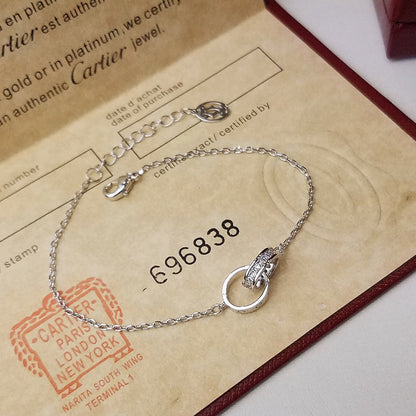 [Amore]LOVE DOUBLE RING HALF DIAMOND BRACELET