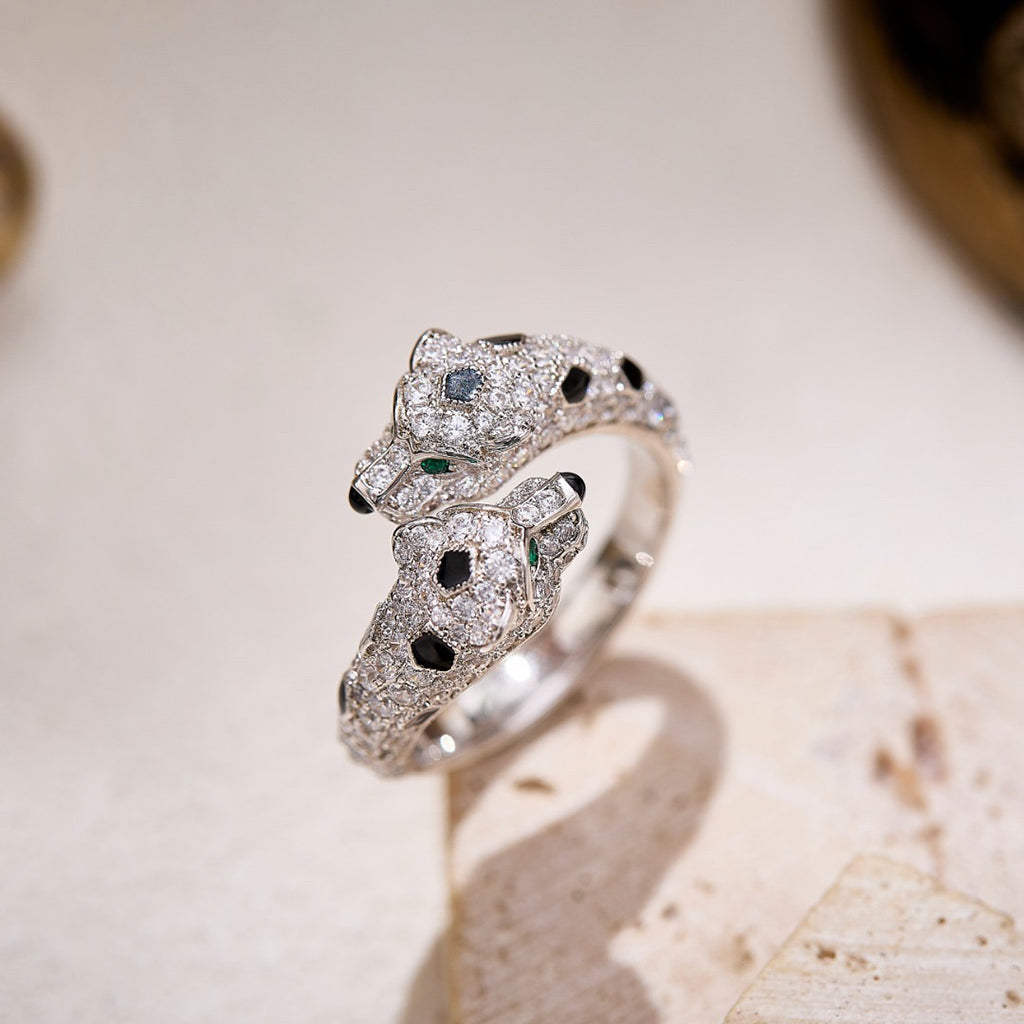 [Amore]PANTHERE DOUBLE HEADED FULL DIAMOND  RING
