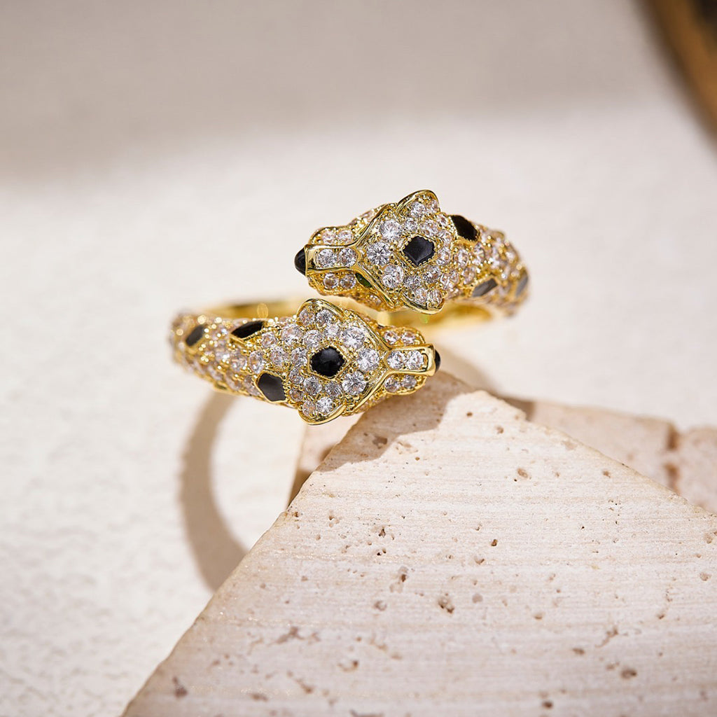 [Amore]PANTHERE DOUBLE HEADED FULL DIAMOND  RING