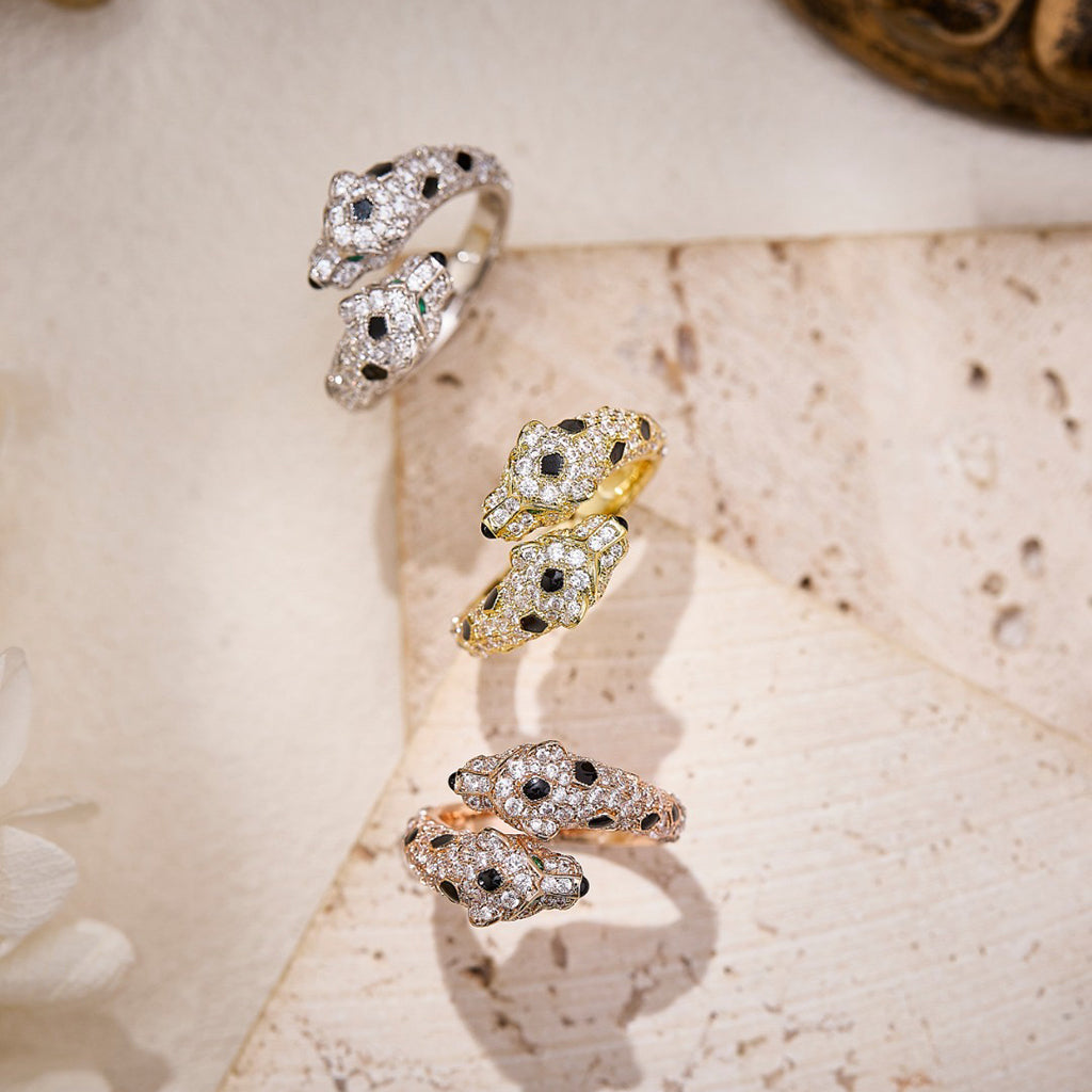 [Amore]PANTHERE DOUBLE HEADED FULL DIAMOND  RING