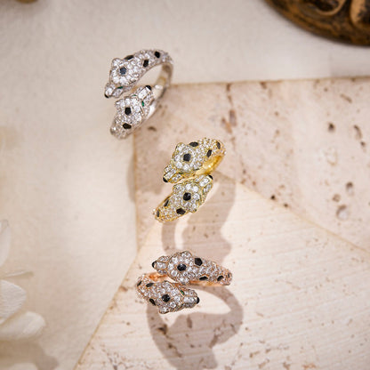 [Amore]PANTHERE DOUBLE HEADED FULL DIAMOND  RING