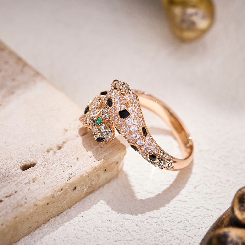 [Amore]PANTHERE DOUBLE HEADED FULL DIAMOND  RING