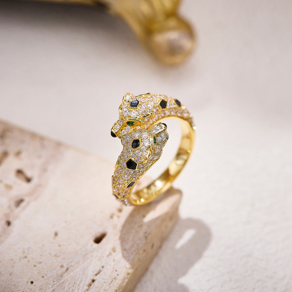 [Amore]PANTHERE DOUBLE HEADED FULL DIAMOND  RING