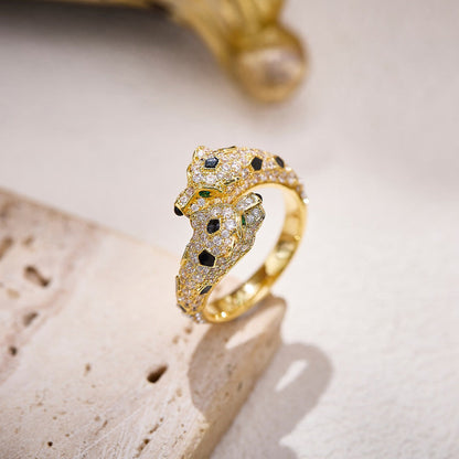 [Amore]PANTHERE DOUBLE HEADED FULL DIAMOND  RING