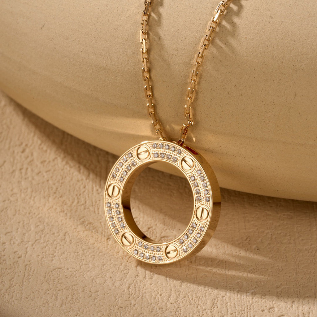[Amore]LOVE NECKLACE 16MM  FULL DIAMOND
