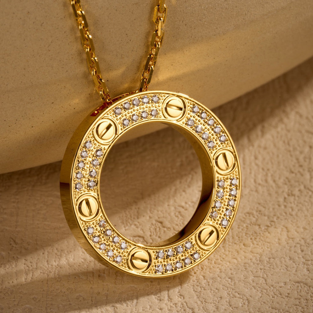 [Amore]LOVE NECKLACE 16MM  FULL DIAMOND