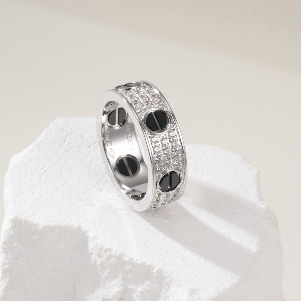 [Amore]LOVE RING 5.5MM DIAMONDS PAVED CERAMIC