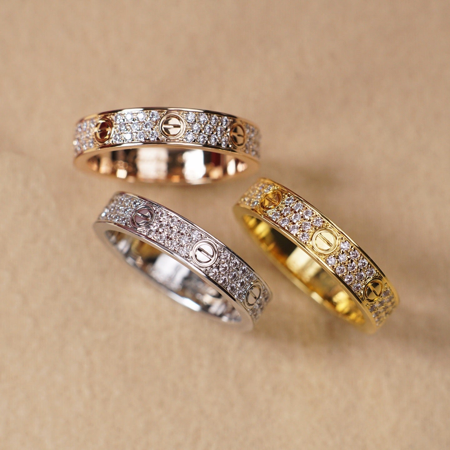 [Amore]LOVE RING 4.0MM DIAMOND PAVED