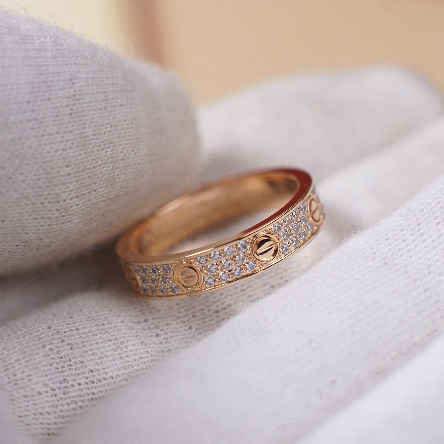 [Amore]LOVE RING 4.0MM DIAMOND PAVED