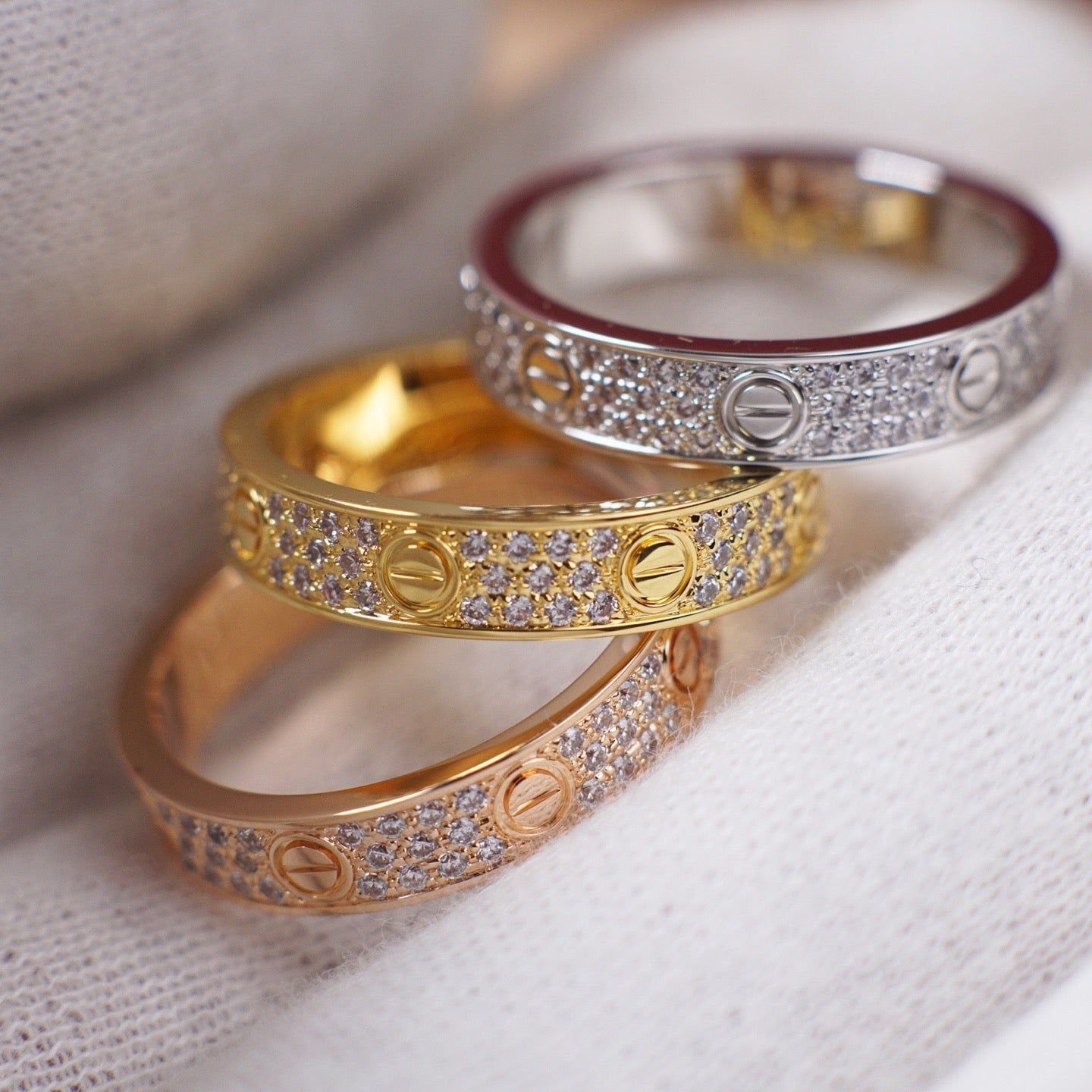 [Amore]LOVE RING 4.0MM DIAMOND PAVED