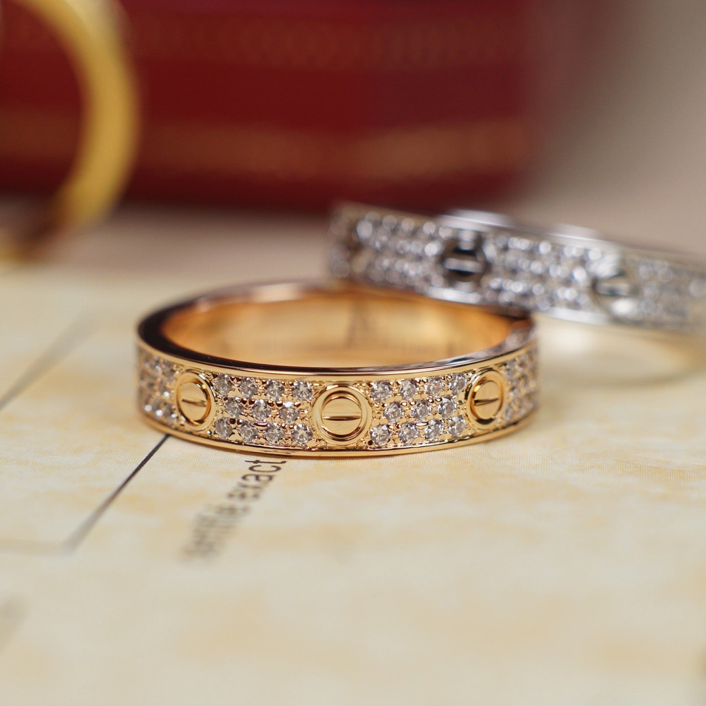 [Amore]LOVE RING 4.0MM DIAMOND PAVED
