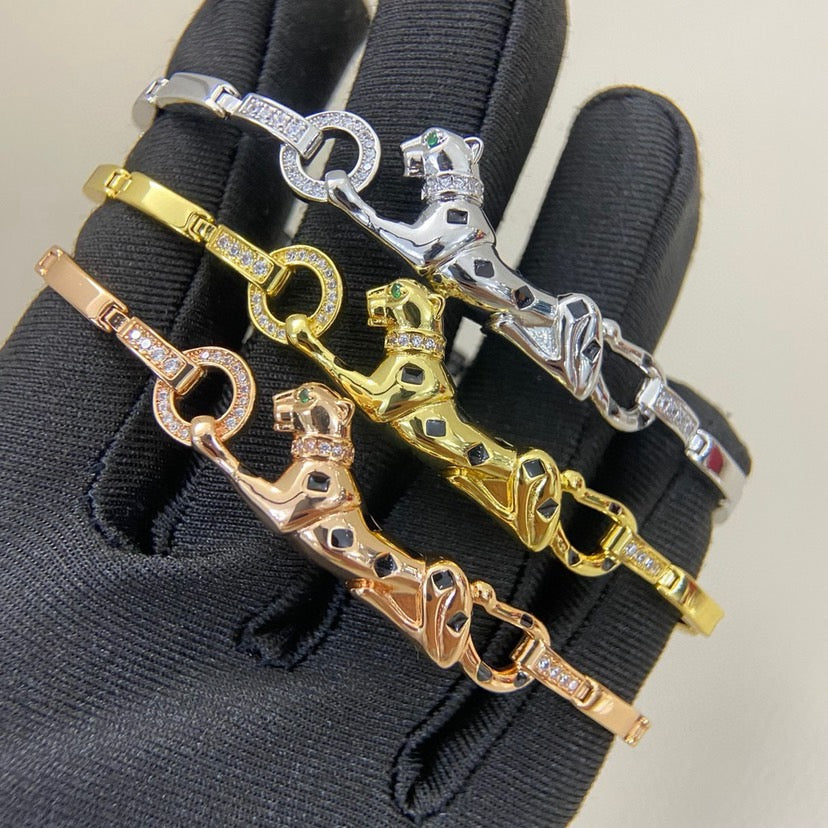 [Amore]PANTHERE HALF DIAMOND ON CHAIN BRACELET