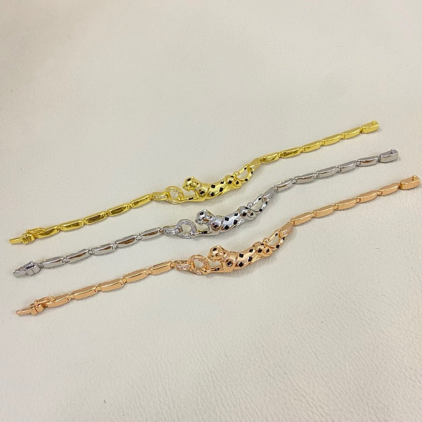 [Amore]PANTHERE HALF DIAMOND ON CHAIN BRACELET