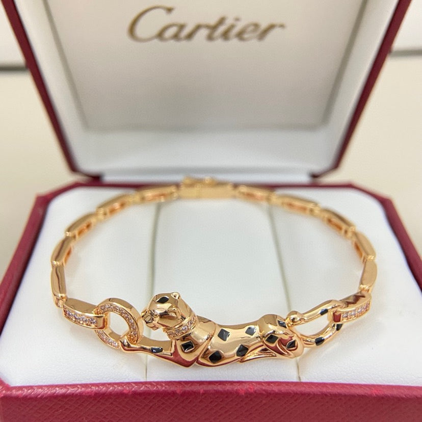 [Amore]PANTHERE HALF DIAMOND ON CHAIN BRACELET