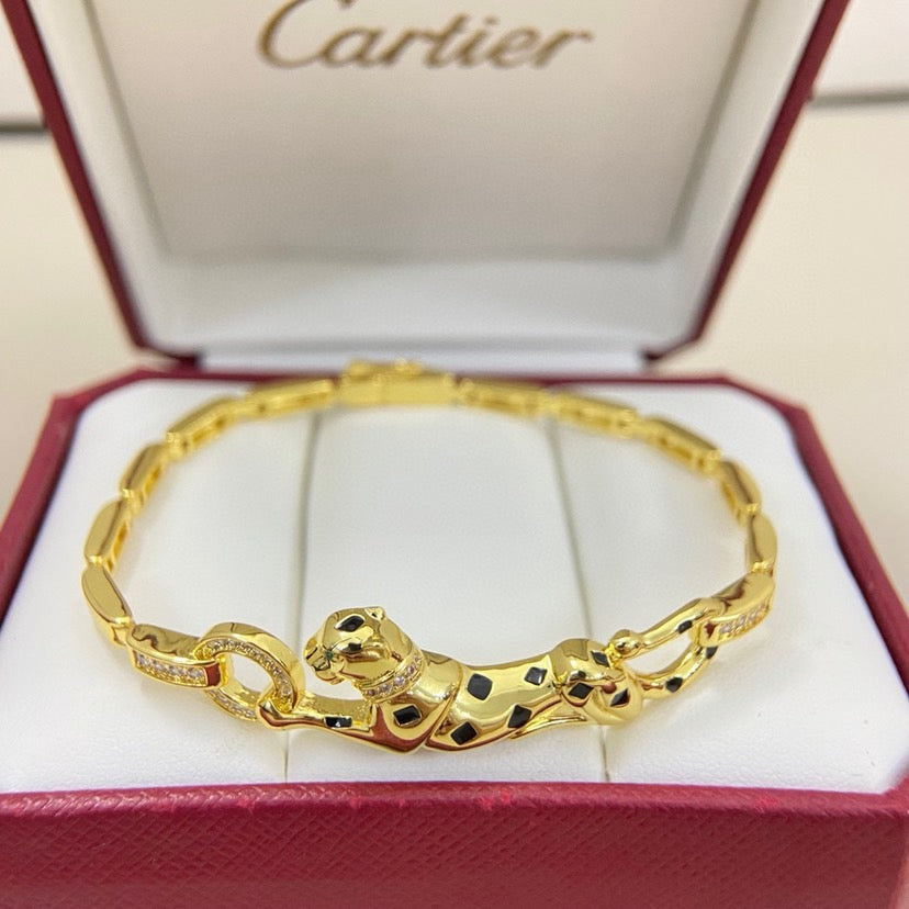 [Amore]PANTHERE HALF DIAMOND ON CHAIN BRACELET