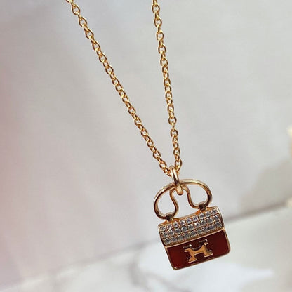 [Amore]CONSTANCE RED PEDANT PINK GOLD NECKLACE