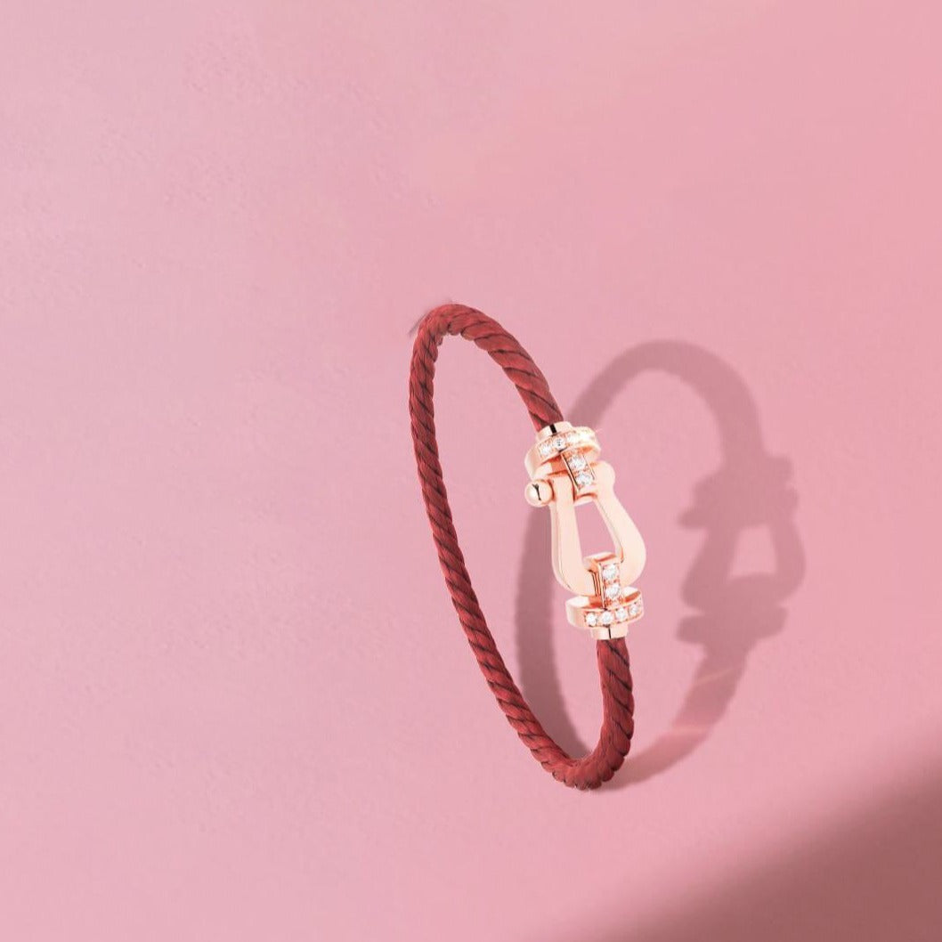 [Amore]FORCE 10 HALF DIAMOND PINK GOLD RED CORDERI LARGE AND MEDIUM MODEL