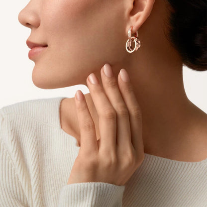 [Amore]LOVE 3.3MM DANGLE HALF DIAMOND EARRINGS