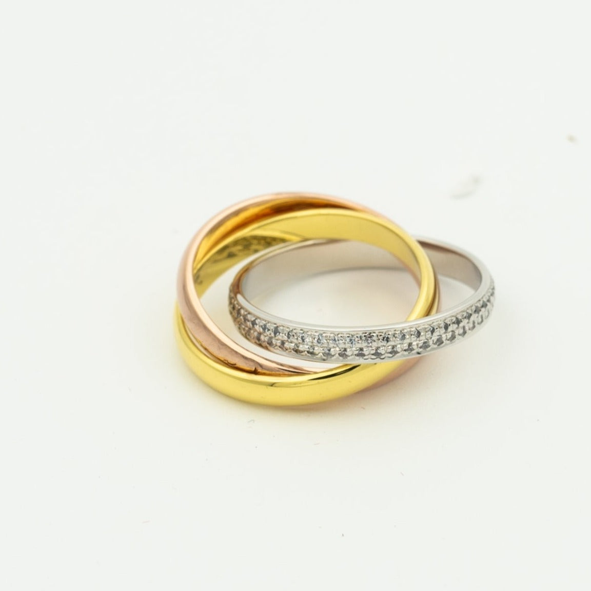 [Amore]TRINITY RING GOLD PINK GOLD SILVER DIAMONDS
