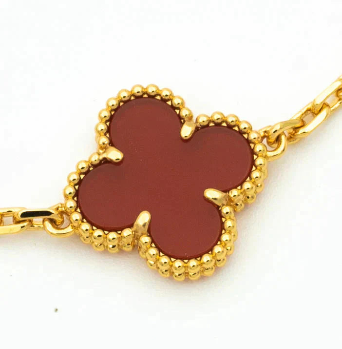 [Amore] CLOVER 5 MOTIF RED CORNELIAN BRACELET COLLECTION