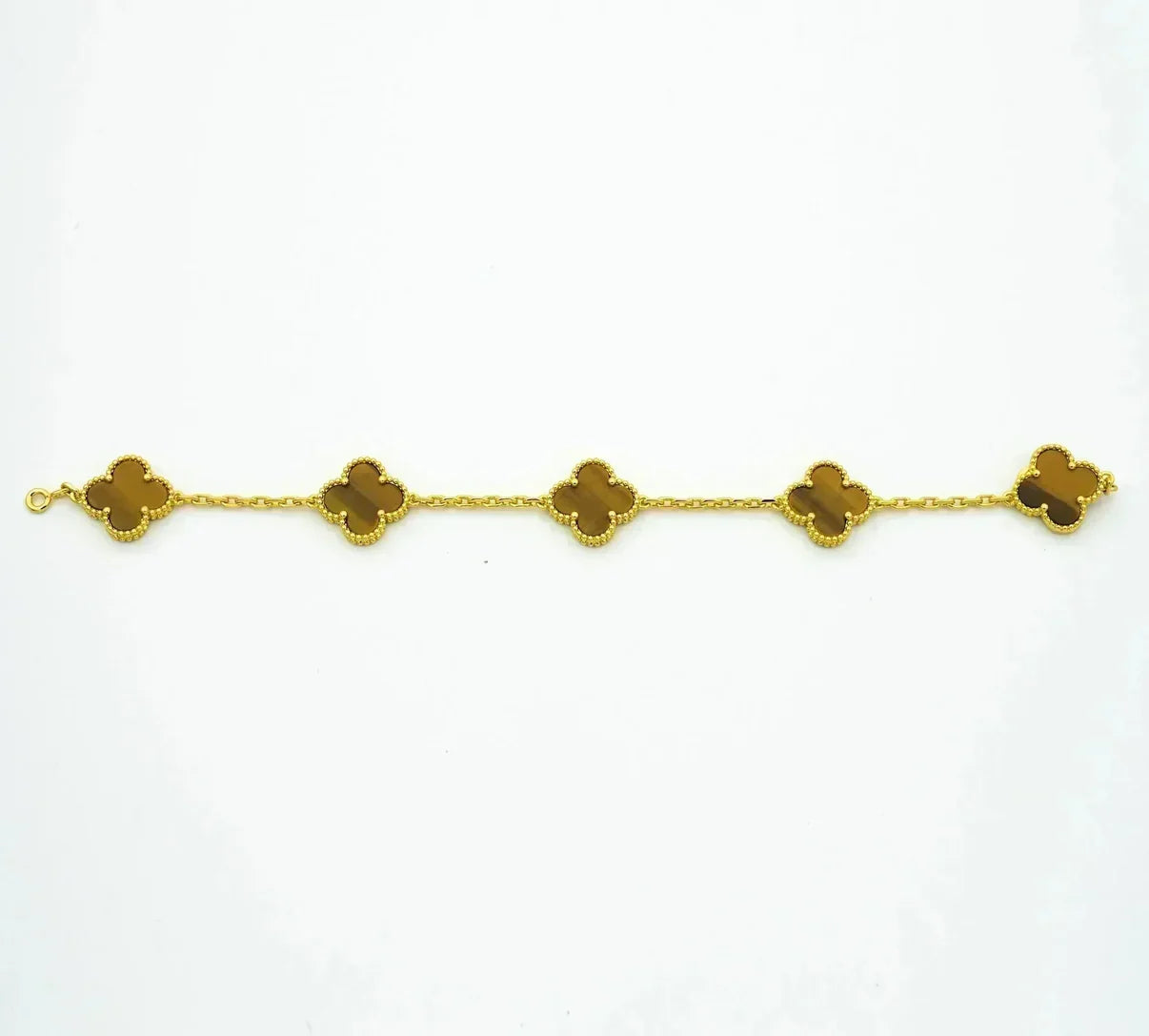 [Amore] CLOVER 5 MOTIFS TIGER EYE BRACELET COLLECTION