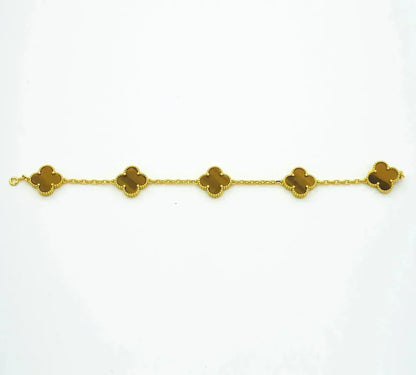 [Amore] CLOVER 5 MOTIFS TIGER EYE BRACELET COLLECTION