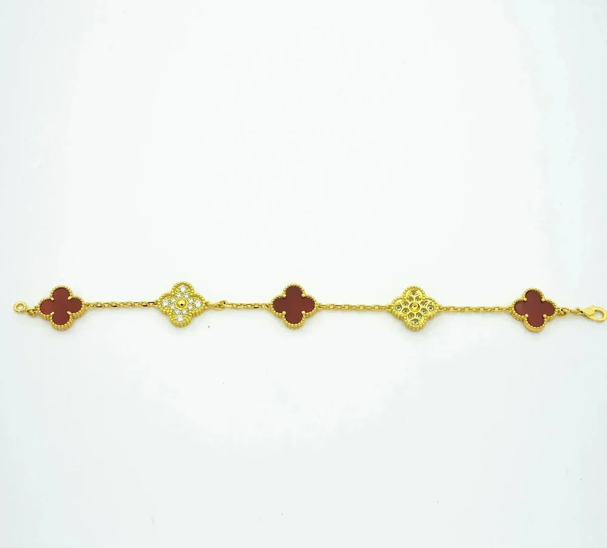 [Amore] CLOVER 5 MOTIF RED CORNELIAN BRACELET COLLECTION