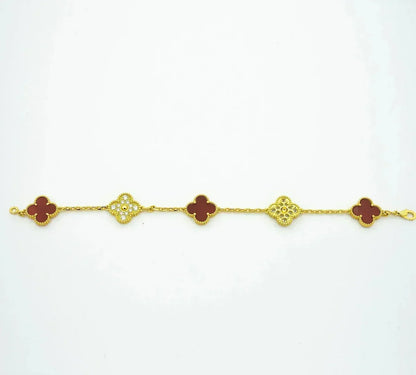 [Amore] CLOVER 5 MOTIF RED CORNELIAN BRACELET COLLECTION
