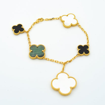 [Amore]CLOVER BRACELET 5 MOTIFS ONYX MOP