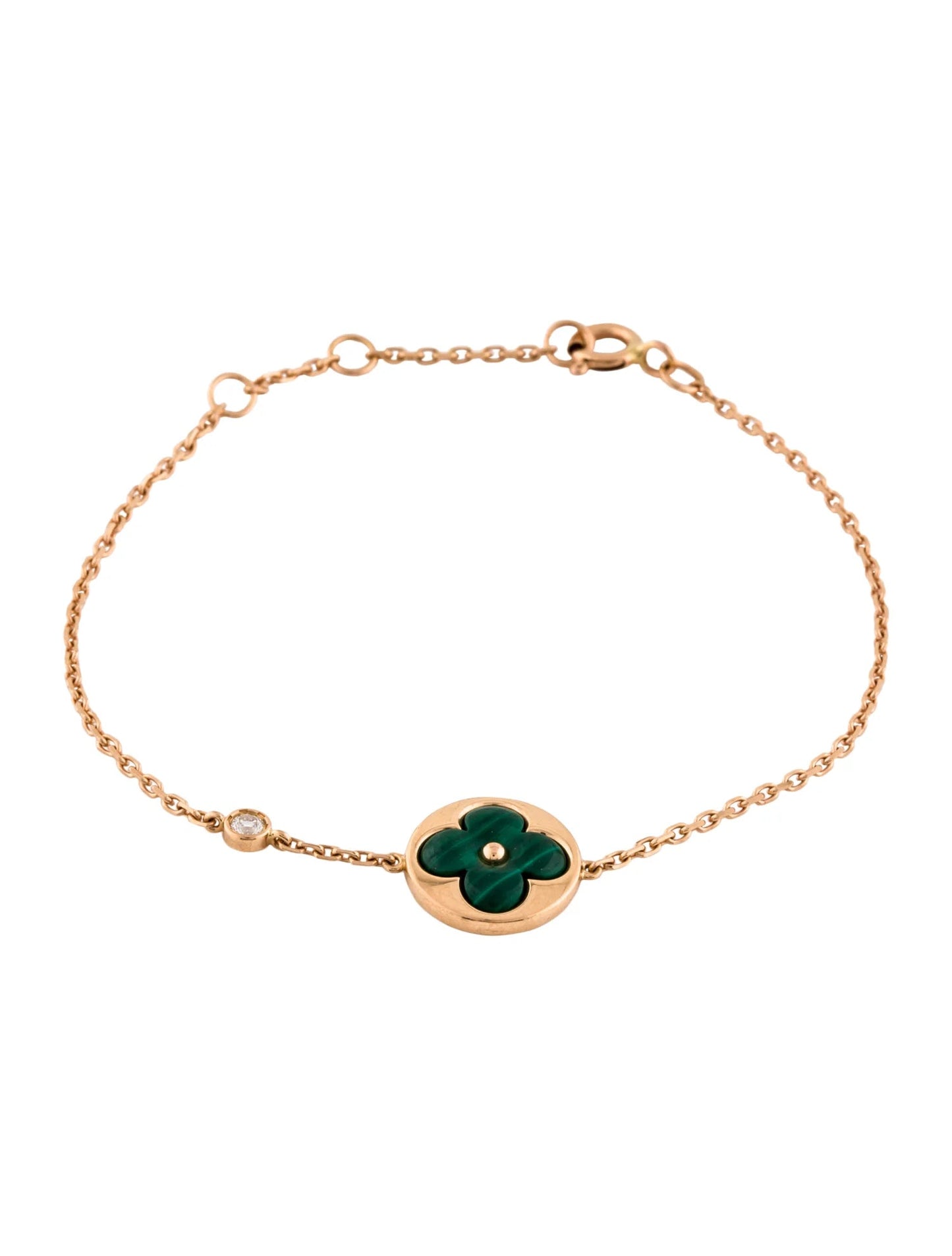 [Amore]SUN MALACHITE 1 DIAMOND PINK GOLD BRACELET