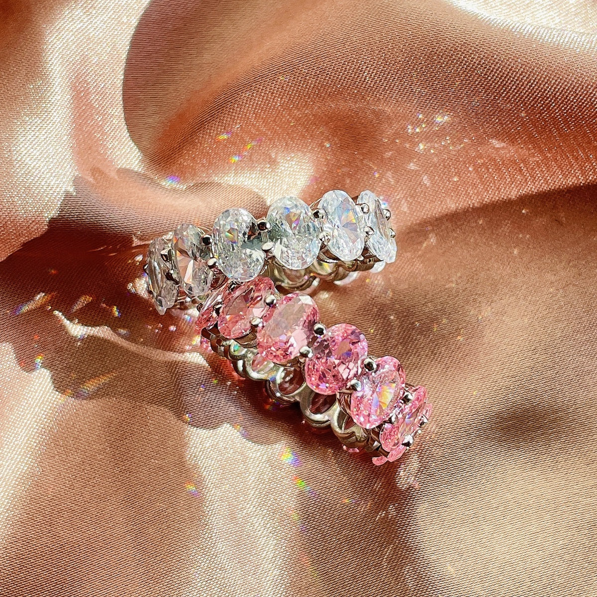 [Amore]Dainty Elongated Cushion Cut Tennis Ring
