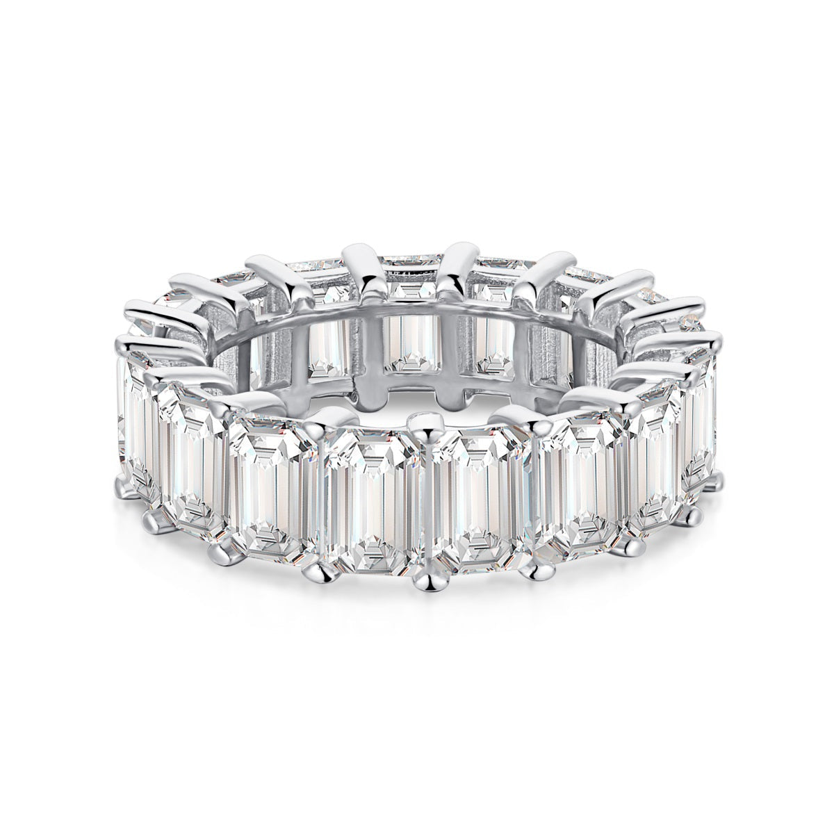 [Amore]0.75 Carat Elegant Emerald Cut Tennis Ring