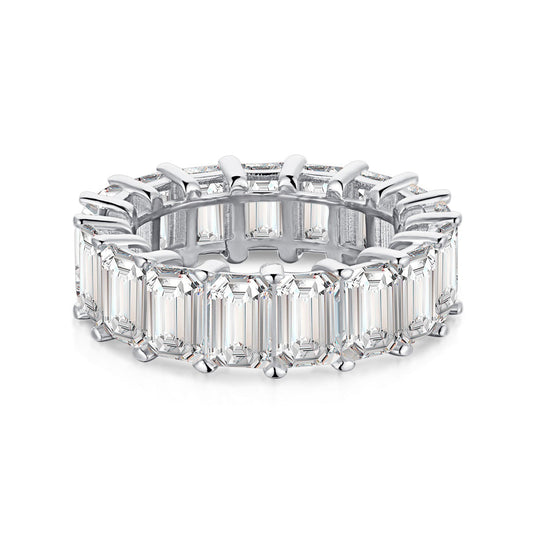 [Amore]0.75 Carat Elegant Emerald Cut Tennis Ring