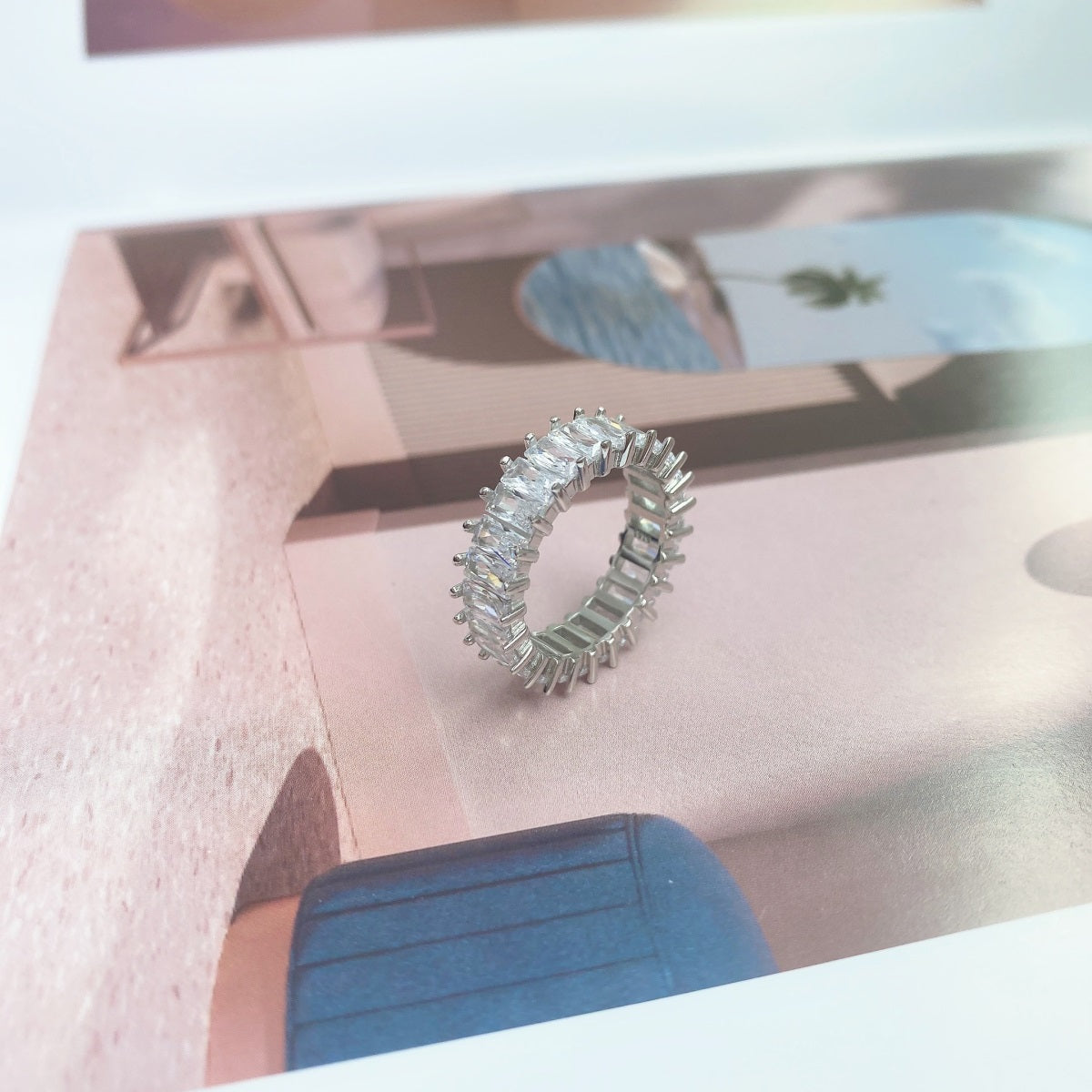 [Amore]Unique Colorful Radiant Cut RIng