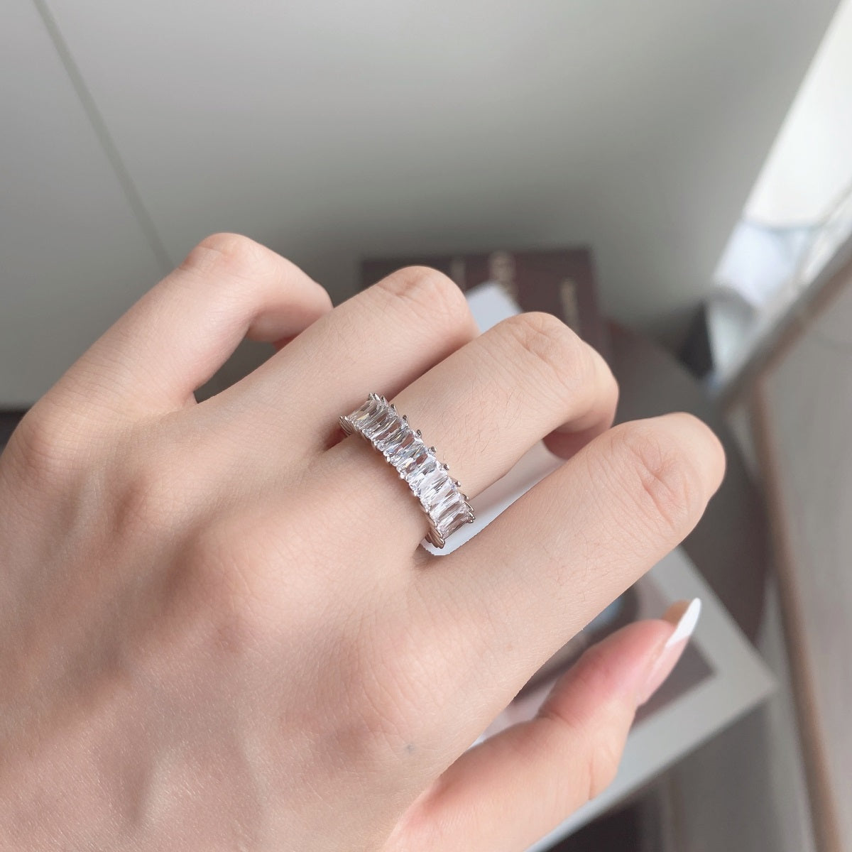 [Amore]Unique Colorful Radiant Cut RIng