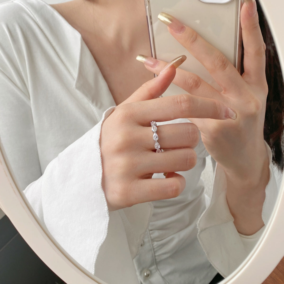 [Amore]Exquisite Pear Cut Tennis Ring