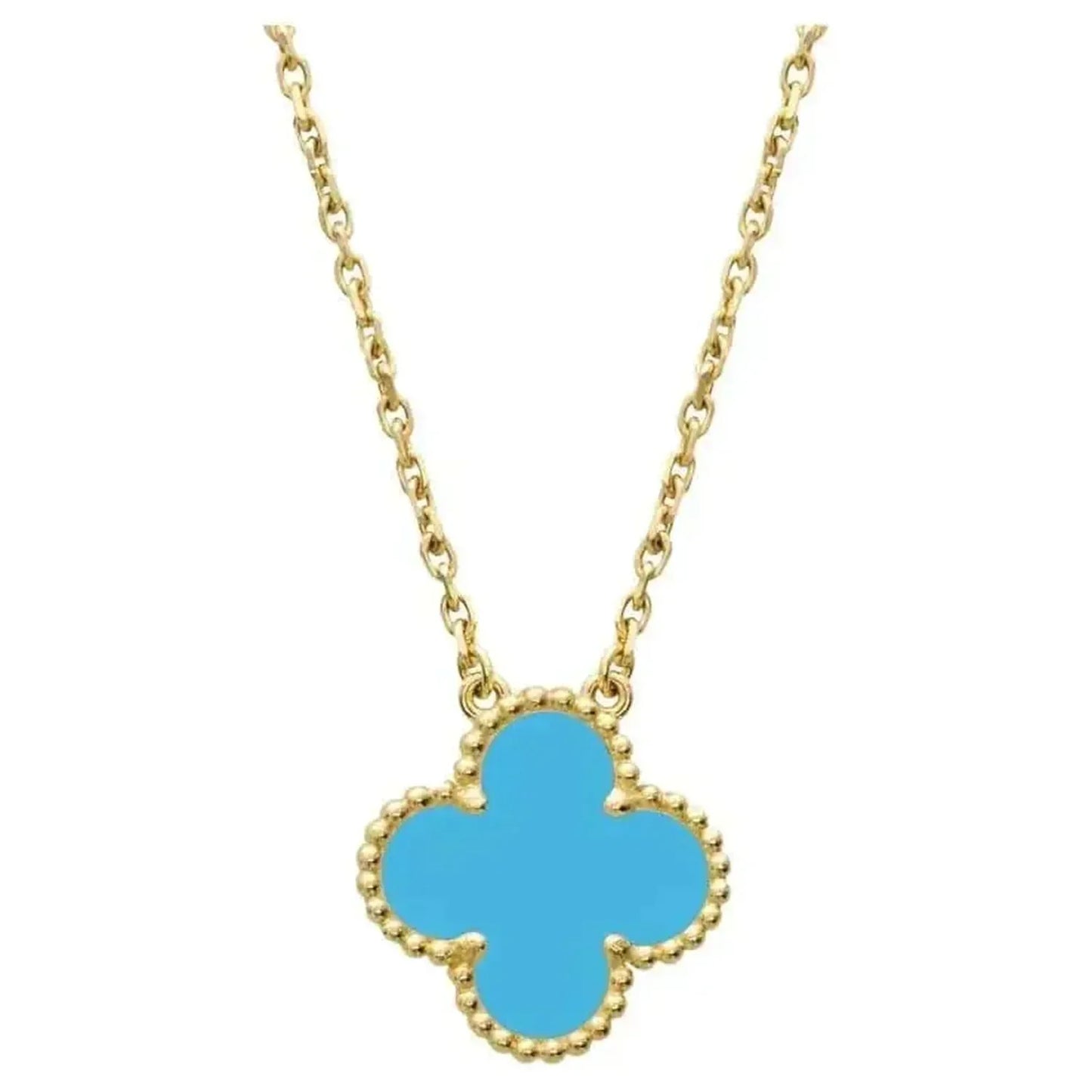 [Amore]CLOVER 15MM VINTAGE TURQUOISE NECKLACE
