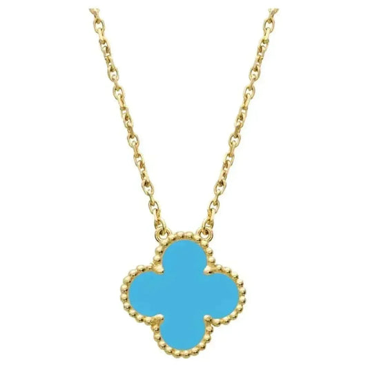 [Amore]CLOVER 15MM VINTAGE TURQUOISE NECKLACE