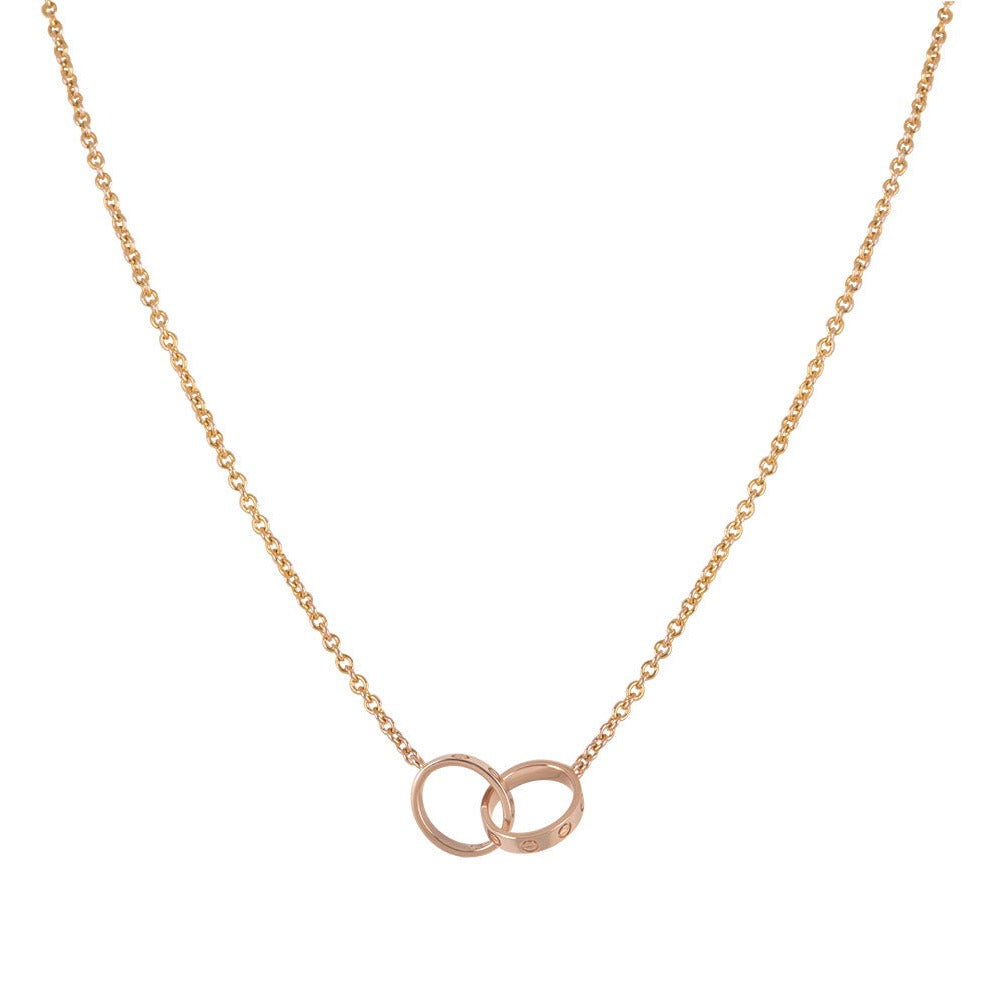 [Amore]LOVE NECKLACE DOUBLE RING PINK GOLD