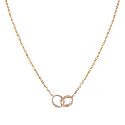 [Amore]LOVE NECKLACE DOUBLE RING PINK GOLD