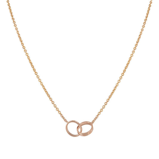 [Amore]LOVE NECKLACE DOUBLE RING PINK GOLD