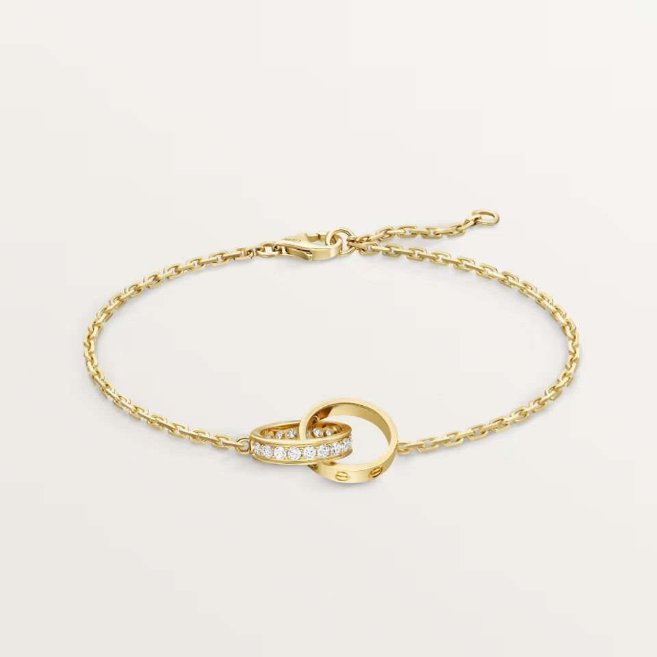 [Amore]LOVE DOUBLE RING HALF DIAMOND BRACELET