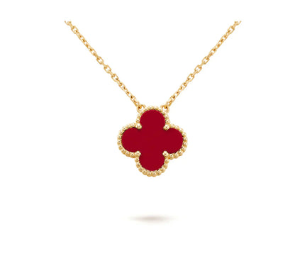 [Amore]CLOVER 15MM CARNELIAN SINGLE FLOWER NECKLACE