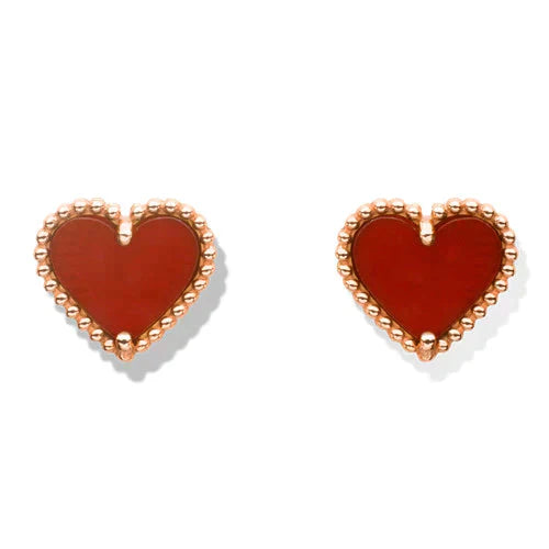 [Amore]HEART CARNELIAN STUD EARRINGS