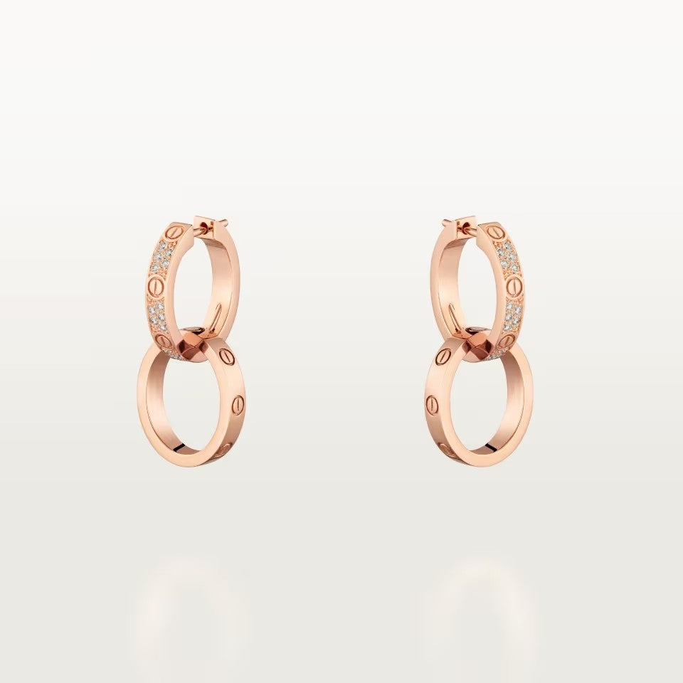 [Amore]LOVE 3.3MM DANGLE HALF DIAMOND EARRINGS